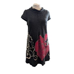 Floral Black and Red Midi Dress